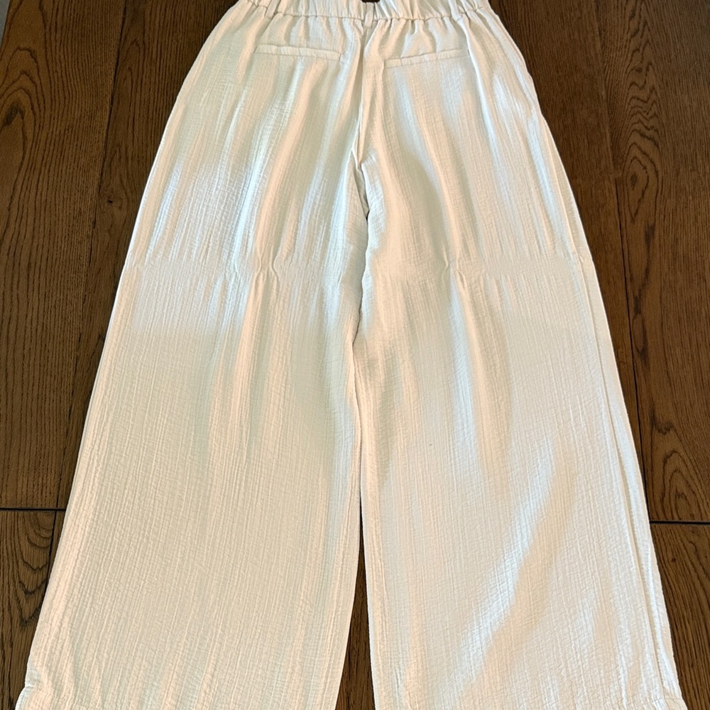 Women's Cream High Rise Wide-Leg Pants - Picture 3 of 5